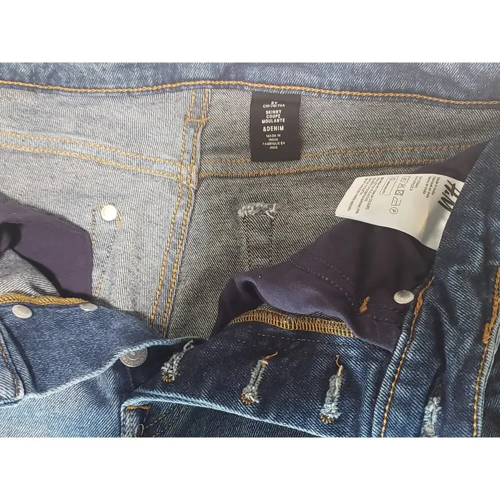H&M Dark Washed Distressed Skinny Couple Moulante & Denim Jeans - Size 29